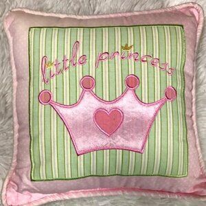 NWOT Lambs Ivy 'Little Princess' 100% Cotton Embroidered Pillow